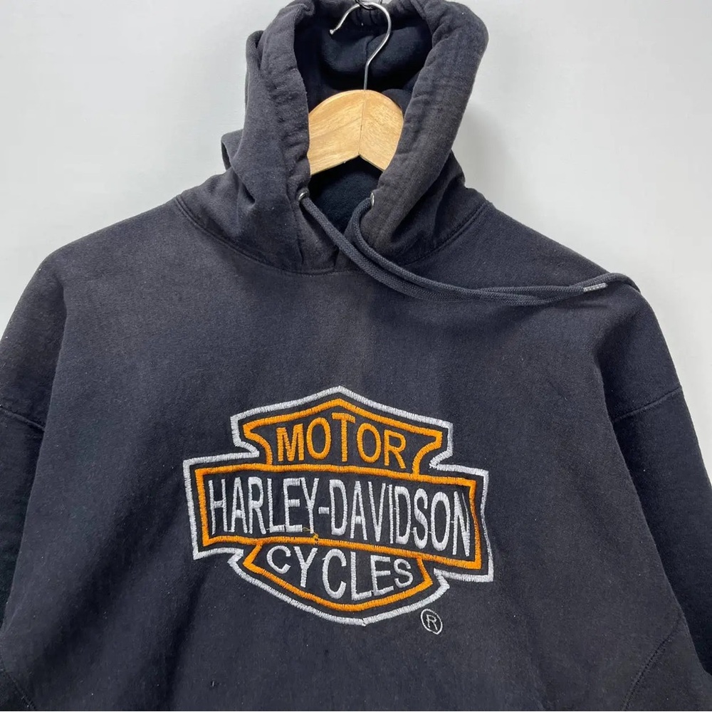 Vintage 90s Harley-Davidson Faded Black Hoodie